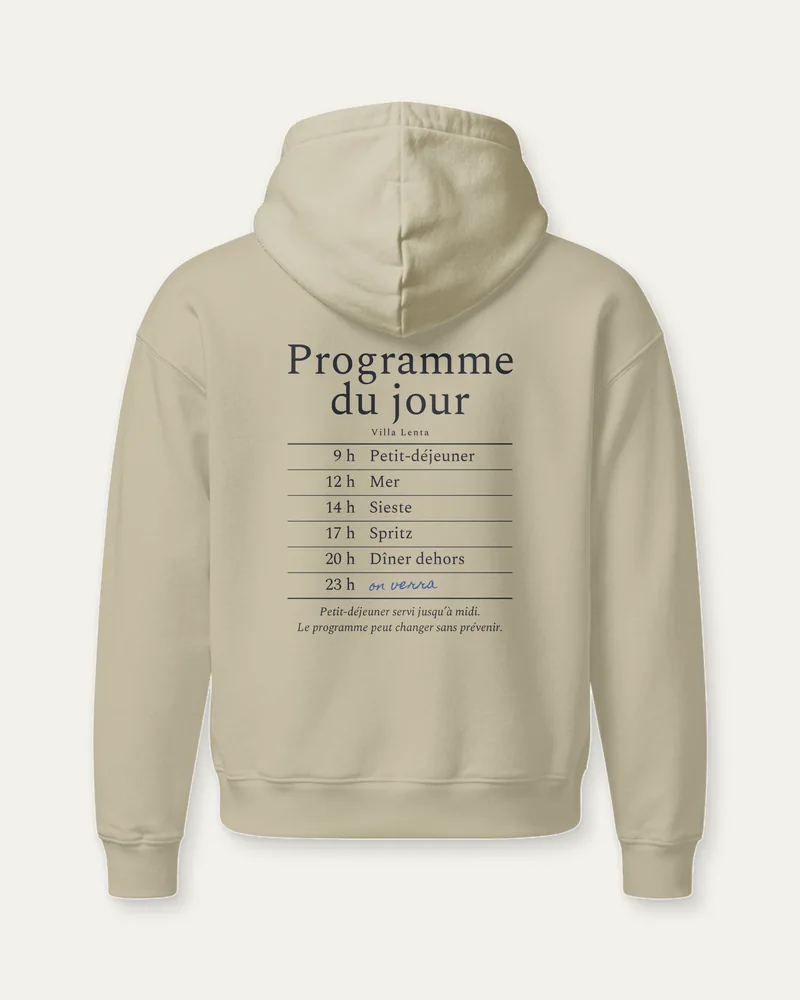 Hoodie « Programme du jour », Pierre, dos