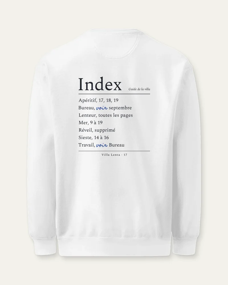 Sweat « Index », Blanc, dos