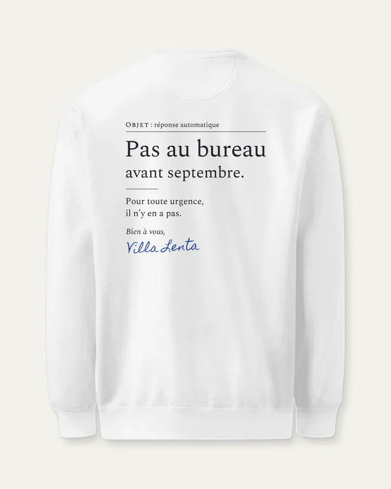 Sweat « Réponse automatique », Blanc, dos