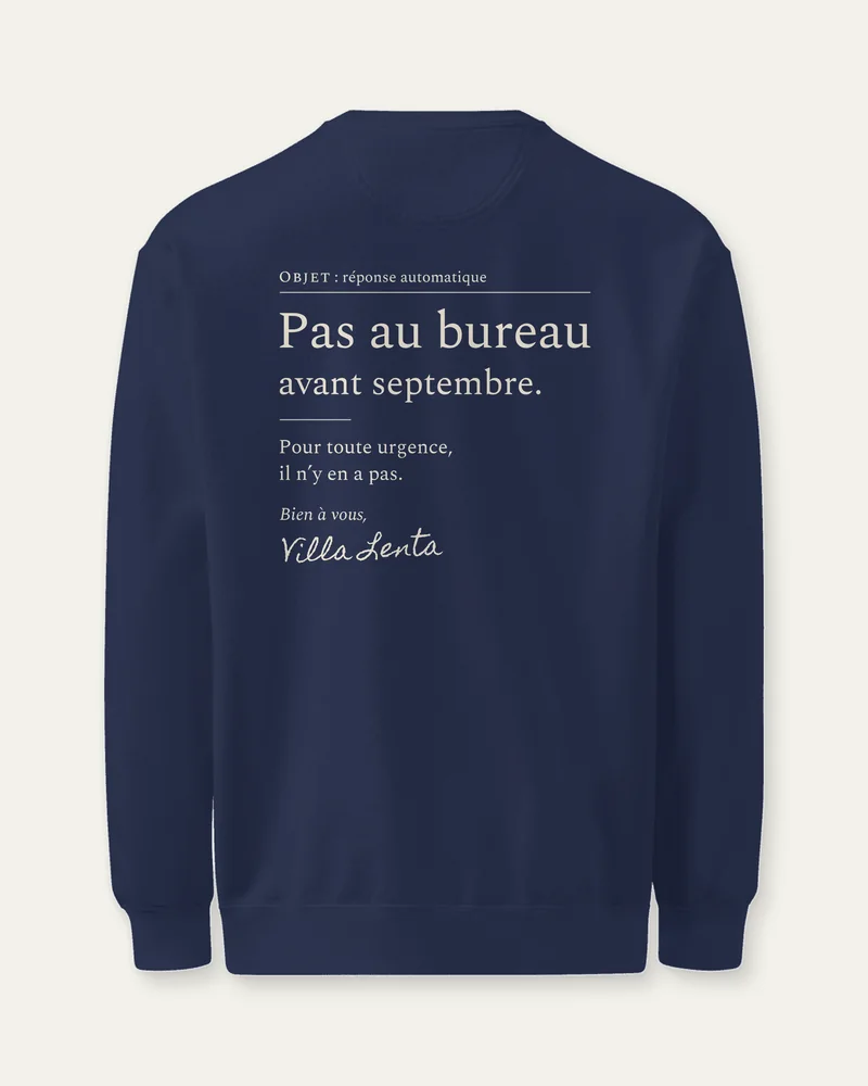 Sweat « Réponse automatique », Marine, dos